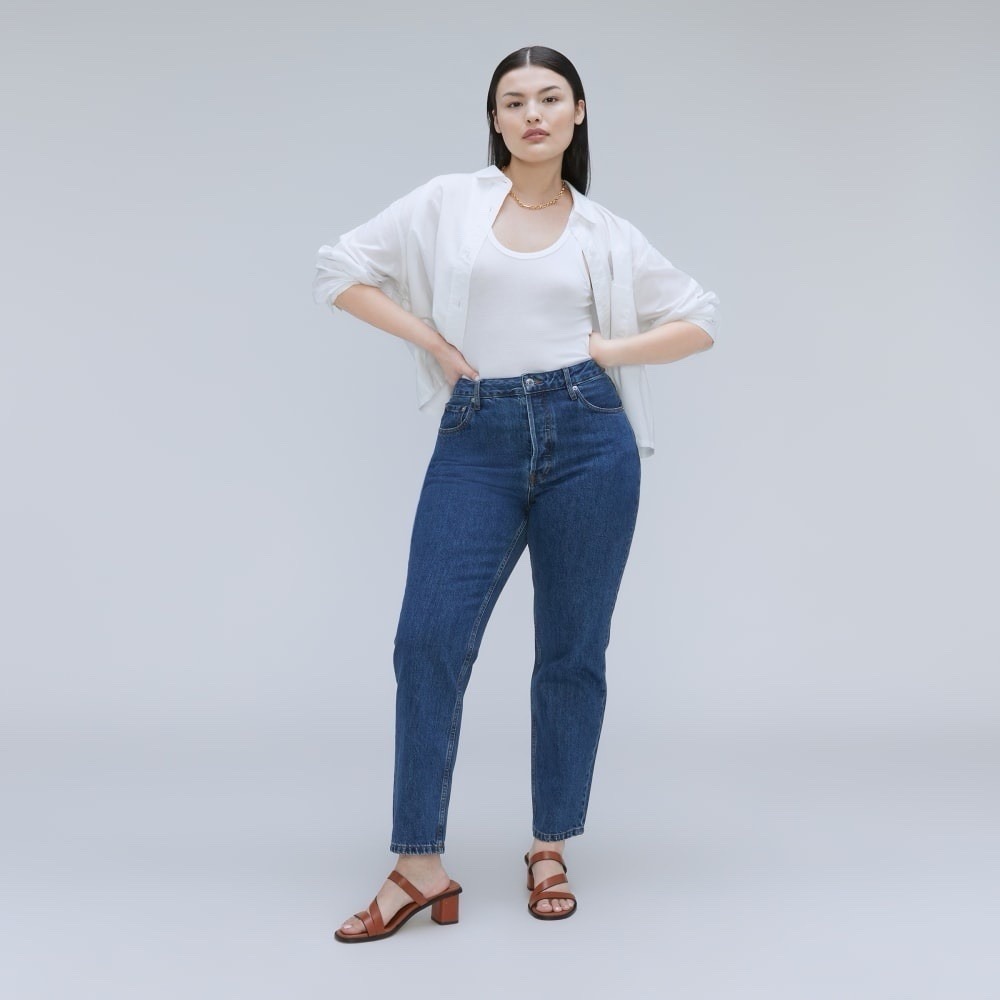 EVERLANE The 90s Cheeky Jeans Size 32 Button Fly Medium Wash Organic Cotton